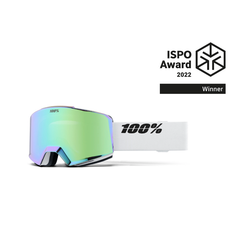 100% Snow Goggle NORG HiPER Essential White / Green ML Mirror
