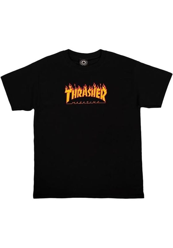 Thrasher T-Shirt Kids Flame Black