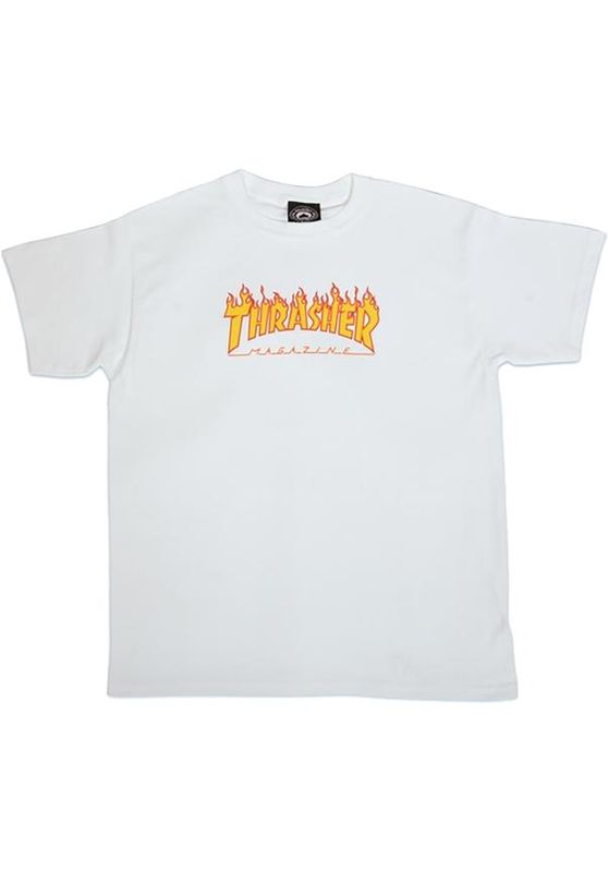 Thrasher T-Shirt Kids Flame White