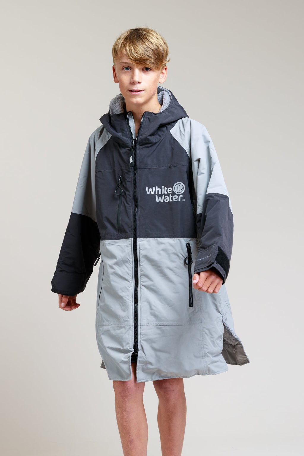 White Water Kids Hard Shell Robe  - Steel Grey