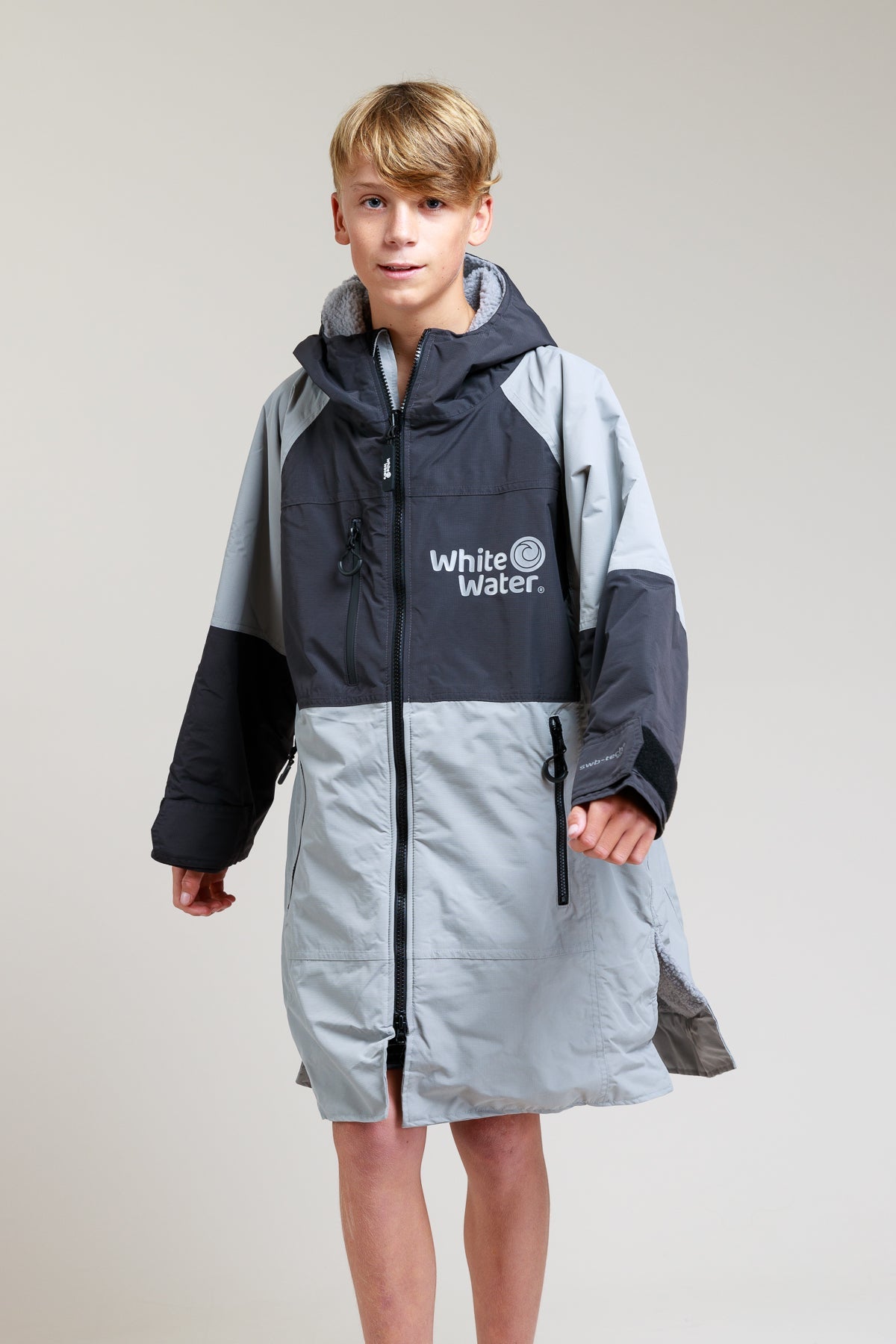 White Water Kids Hard Shell Robe  - Steel Grey