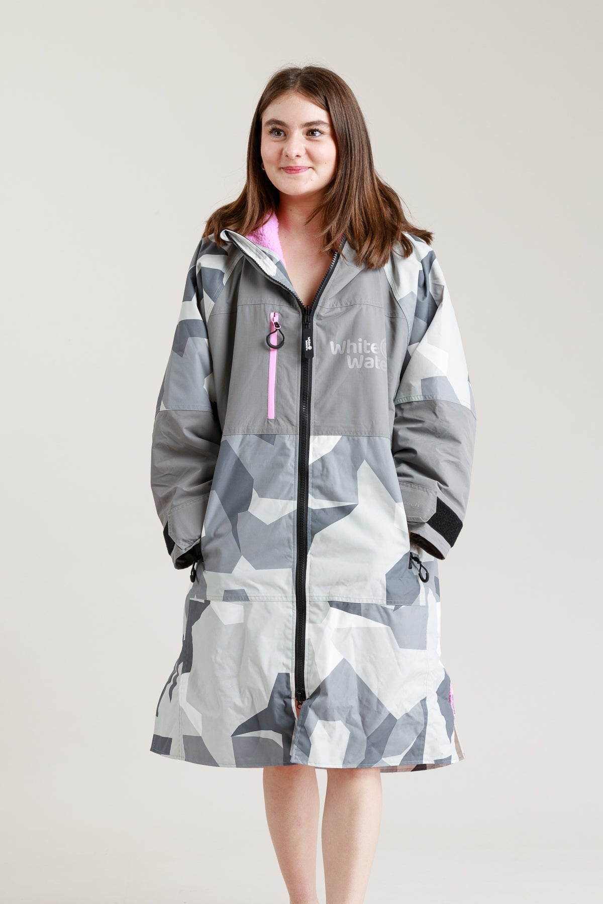 White Water Juniors Hard Shell Robe - Arctic Camo/Pink