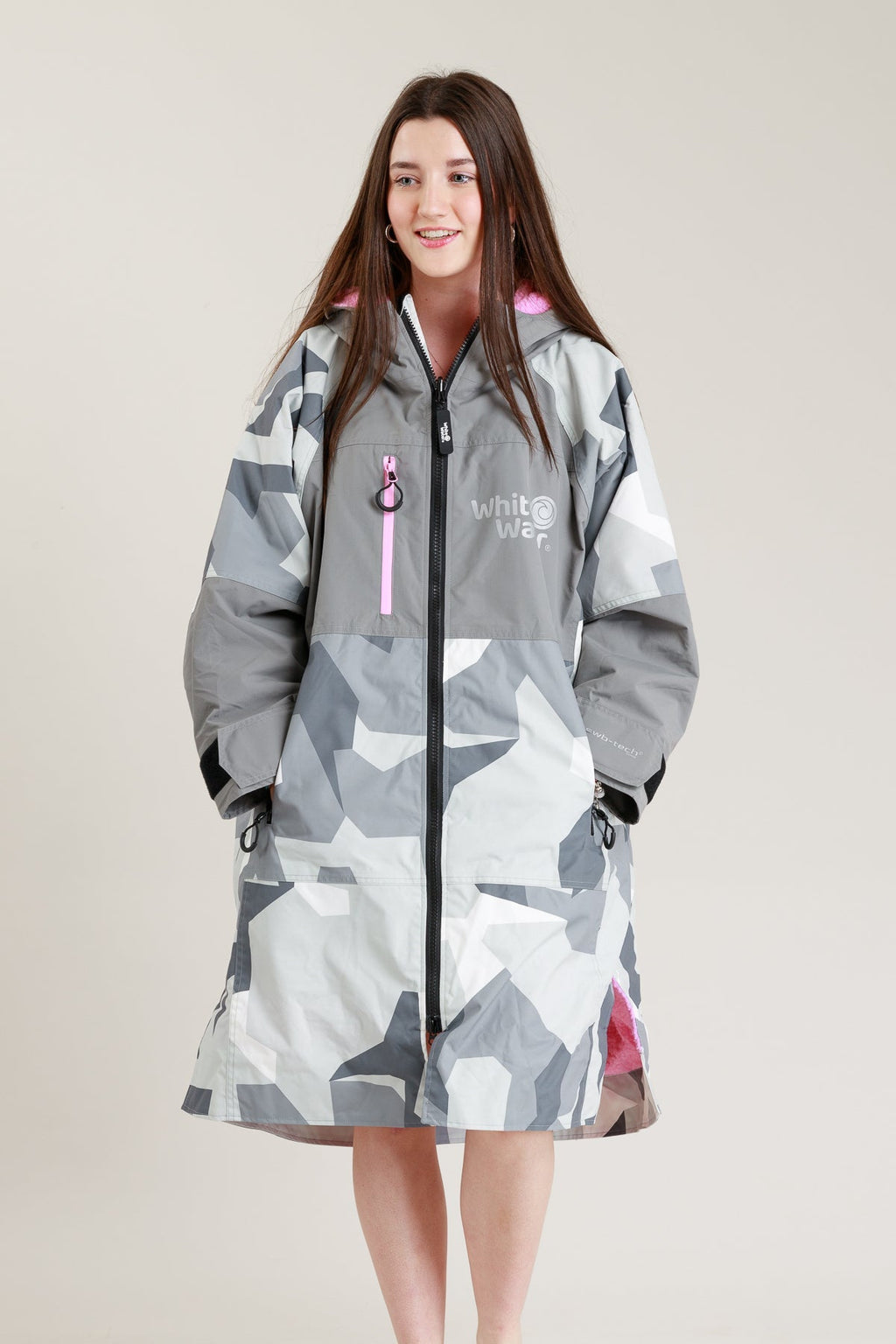 White Water Juniors Hard Shell Robe - Arctic Camo/Pink