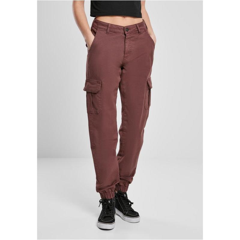 Urban Classics Ladies High Waist Cargo Pants cherry