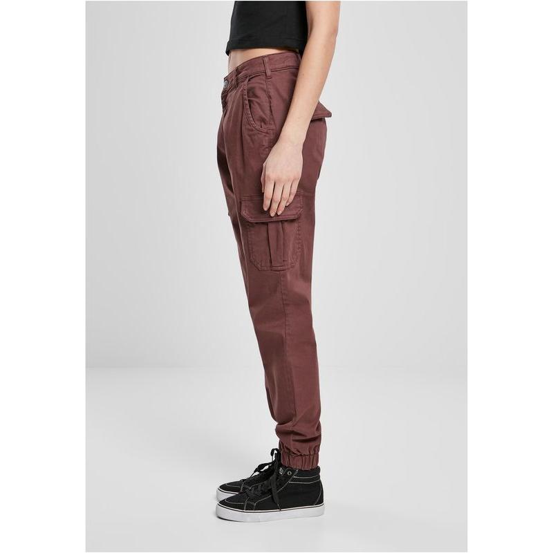 Urban Classics Ladies High Waist Cargo Pants cherry